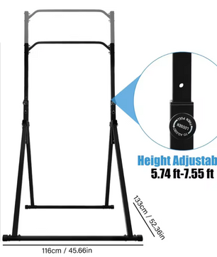 Pull Up Bar Station – In Hoogte Verstelbare Krachttrainer met Driehoekige Basis tot 200 kg