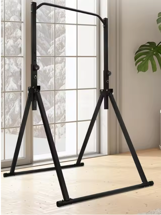 Pull Up Bar Station – In Hoogte Verstelbare Krachttrainer met Driehoekige Basis tot 200 kg