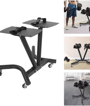 V-Vormig Halterrek met Wielen – Verstelbare Dumbbell Standaard voor Thuisgym en Fitnessruimte