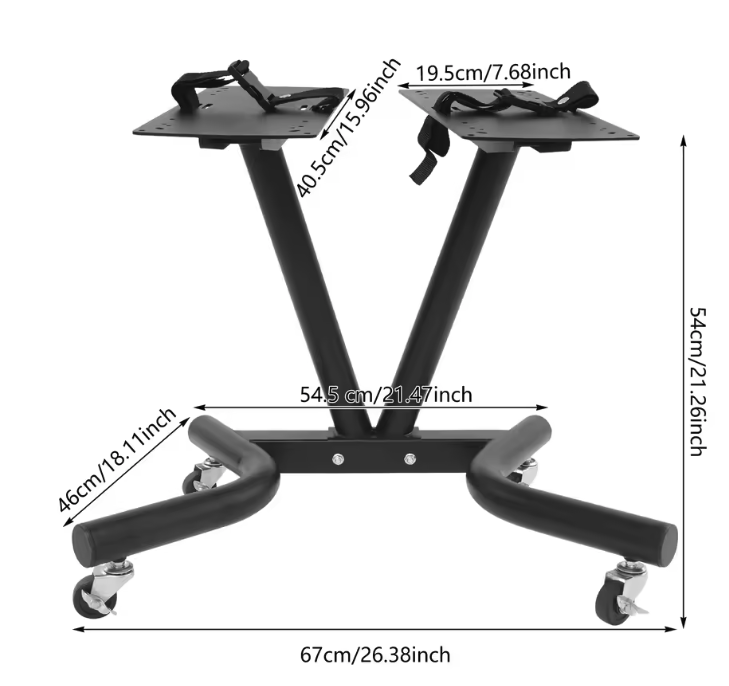 V-Vormig Halterrek met Wielen – Verstelbare Dumbbell Standaard voor Thuisgym en Fitnessruimte