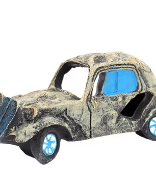 Auto Wrak Aquarium Decoratie – Hars Ornament met Schuilplaats voor Vissen en Aquatische Dieren