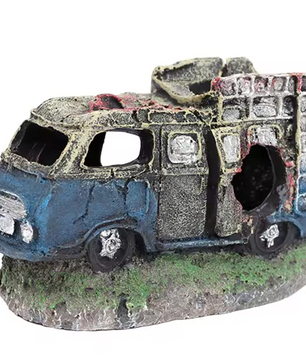 Auto Wrak Aquarium Decoratie – Hars Ornament met Schuilplaats voor Vissen en Aquatische Dieren