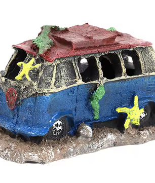 Auto Wrak Aquarium Decoratie – Hars Ornament met Schuilplaats voor Vissen en Aquatische Dieren