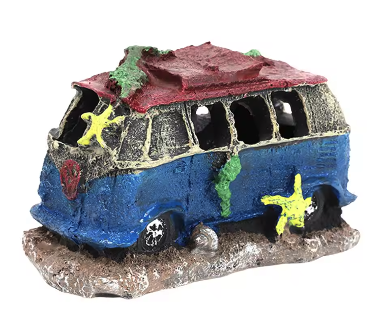 Auto Wrak Aquarium Decoratie – Hars Ornament met Schuilplaats voor Vissen en Aquatische Dieren