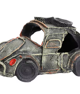 Auto Wrak Aquarium Decoratie – Hars Ornament met Schuilplaats voor Vissen en Aquatische Dieren