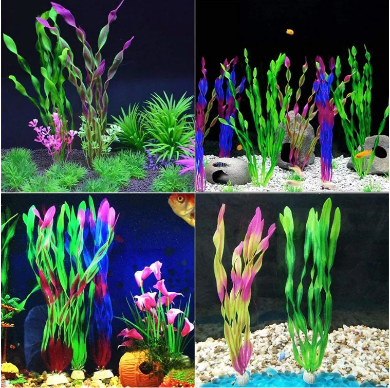 Set Kunstmatige Aquariumplanten – Plastic Zeewier en Watergras Decoratie (5 of 10 Stuks)