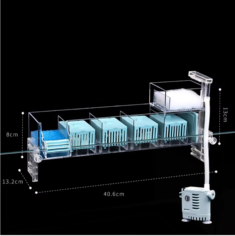 Aquarium Waterval Topfilter – Meerlaags Filtersysteem met Zuurstofcirculatie