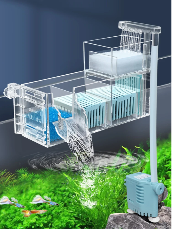 Aquarium Waterval Topfilter – Meerlaags Filtersysteem met Zuurstofcirculatie