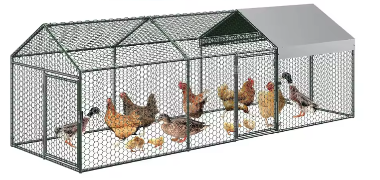 Grote Metalen Kippenren met Waterdichte UV Cover – Outdoor Pluimvee Ren