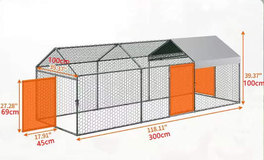 Grote Metalen Kippenren met Waterdichte UV Cover – Outdoor Pluimvee Ren