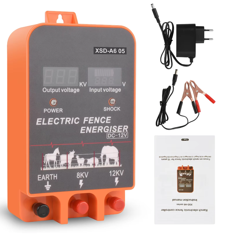 Schrikdraadapparaat 5–10 km met LCD Display – Elektrische Afrastering Energizer 12V