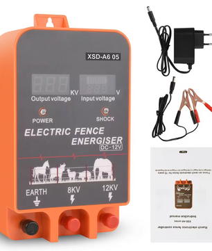 Schrikdraadapparaat 5–10 km met LCD Display – Elektrische Afrastering Energizer 12V