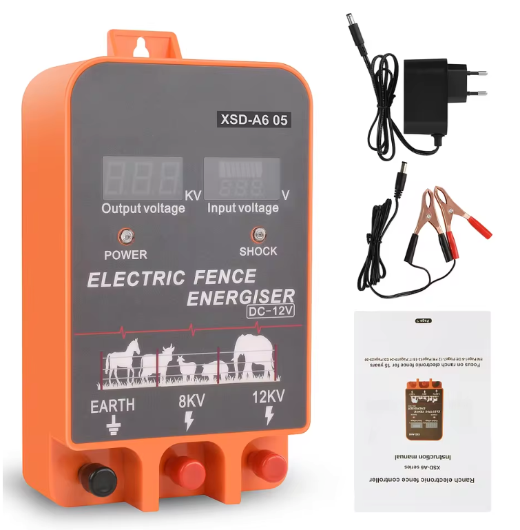 Schrikdraadapparaat 5–10 km met LCD Display – Elektrische Afrastering Energizer 12V