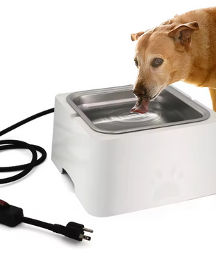 Verwarmde Waterbak 3,2 L voor Dieren – RVS Kom met Verwarmingsbasis