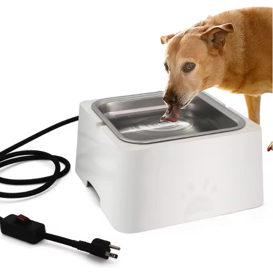 Verwarmde Waterbak 3,2 L voor Dieren – RVS Kom met Verwarmingsbasis
