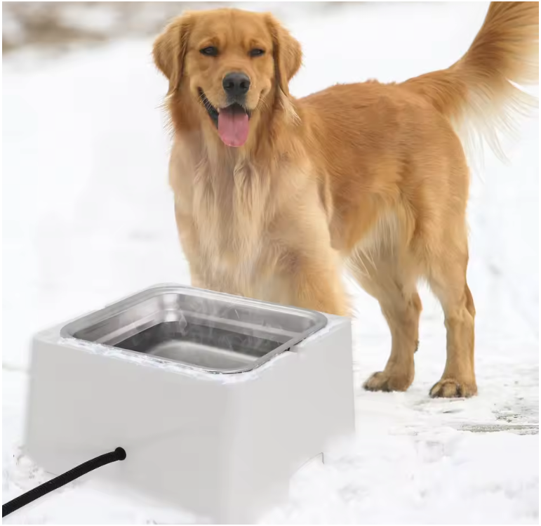 Verwarmde Waterbak 3,2 L voor Dieren – RVS Kom met Verwarmingsbasis