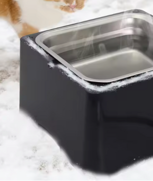 Verwarmde Waterbak 3,2 L voor Dieren – RVS Kom met Verwarmingsbasis