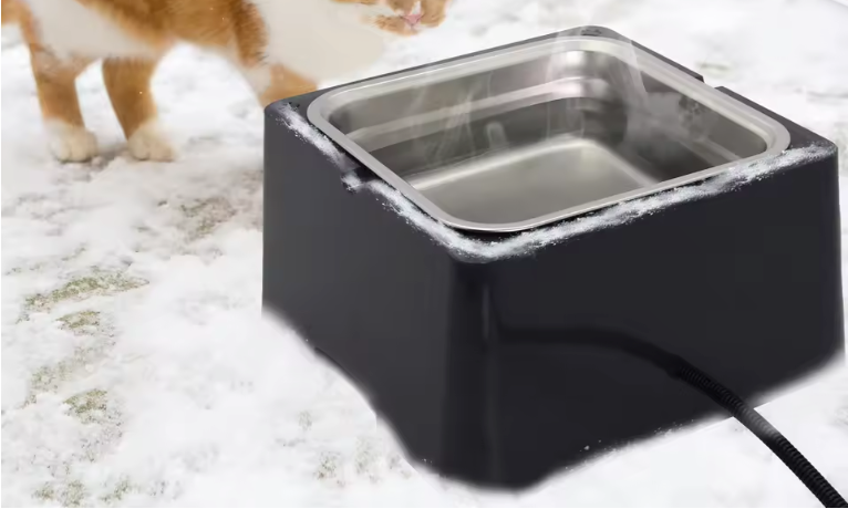 Verwarmde Waterbak 3,2 L voor Dieren – RVS Kom met Verwarmingsbasis