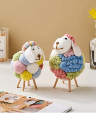 Vilten Schapen Decoratie – Kawaii Beeldje voor Huis en Kamer