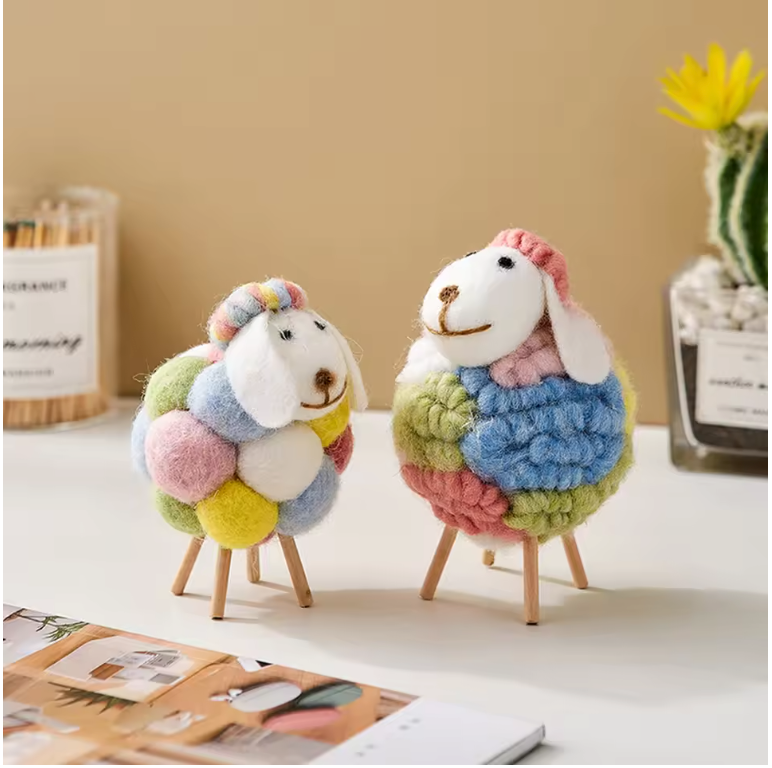 Vilten Schapen Decoratie – Kawaii Beeldje voor Huis en Kamer