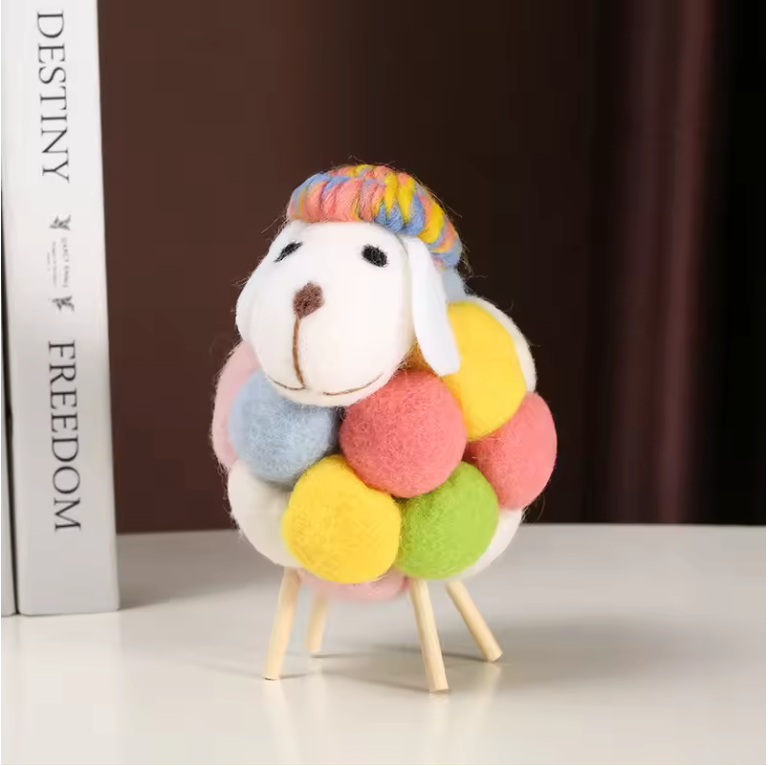 Vilten Schapen Decoratie – Kawaii Beeldje voor Huis en Kamer