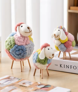 Vilten Schapen Decoratie – Kawaii Beeldje voor Huis en Kamer