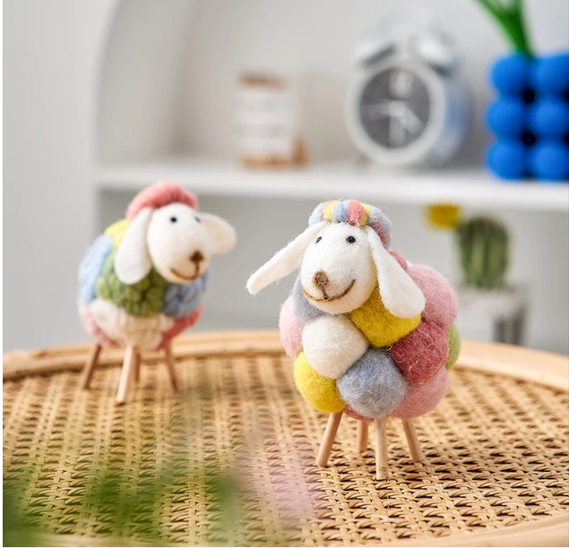 Vilten Schapen Decoratie – Kawaii Beeldje voor Huis en Kamer