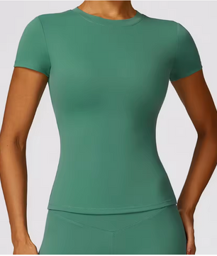 Dames Sport T-shirt – Ademend en Rekbaar Running Shirt met Korte Mouwen en Ronde Hals voor Fitness en Yoga