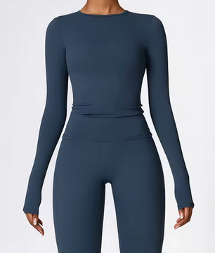 Yoga Sportshirt Dames Lange Mouwen – Ademend Dry Fit Fitness Shirt met Hoge Elasticiteit