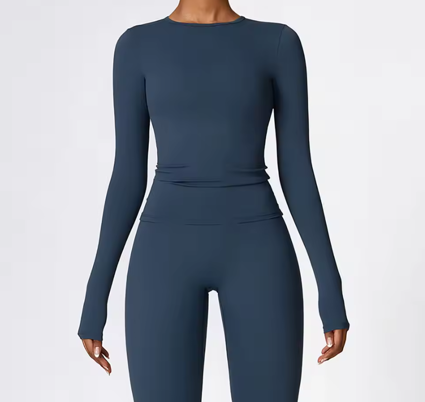Yoga Sportshirt Dames Lange Mouwen – Ademend Dry Fit Fitness Shirt met Hoge Elasticiteit