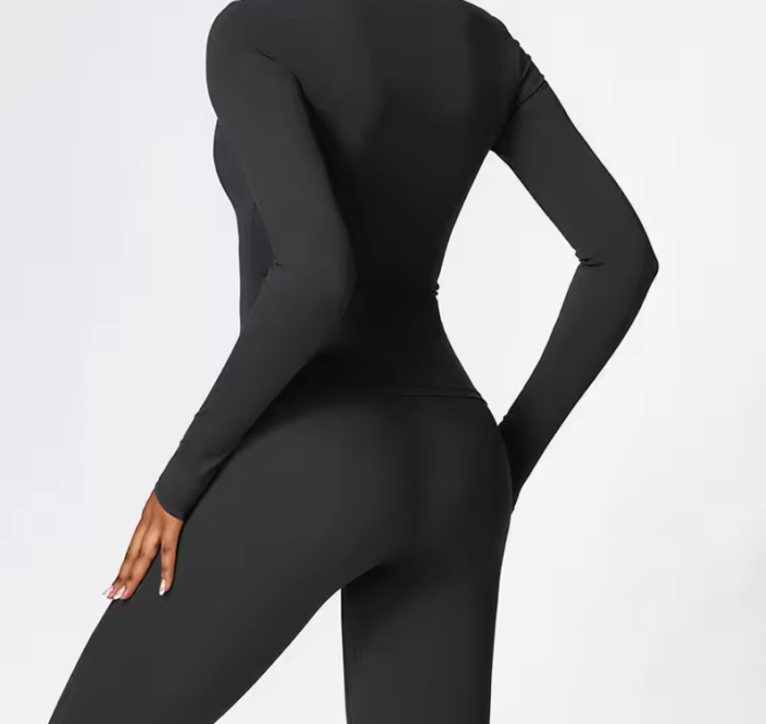 Yoga Sportshirt Dames Lange Mouwen – Ademend Dry Fit Fitness Shirt met Hoge Elasticiteit