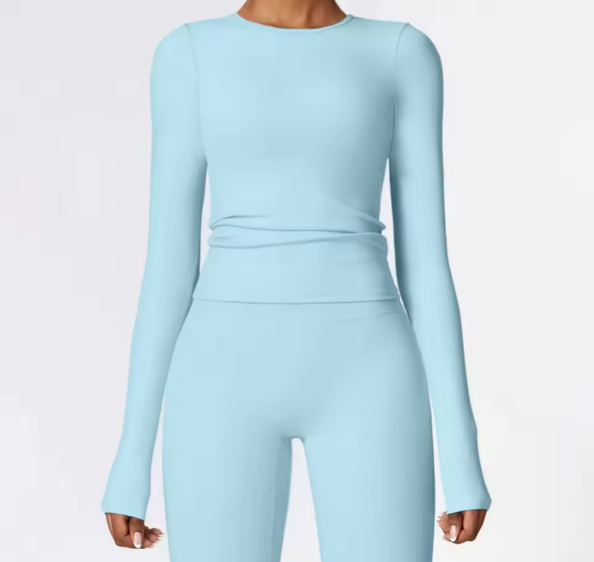 Yoga Sportshirt Dames Lange Mouwen – Ademend Dry Fit Fitness Shirt met Hoge Elasticiteit