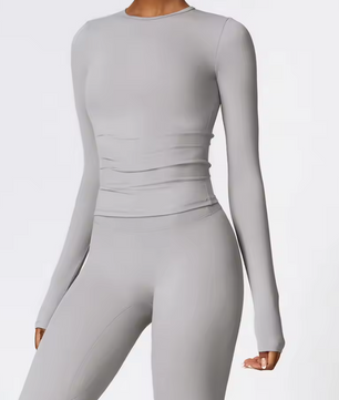 Yoga Sportshirt Dames Lange Mouwen – Ademend Dry Fit Fitness Shirt met Hoge Elasticiteit