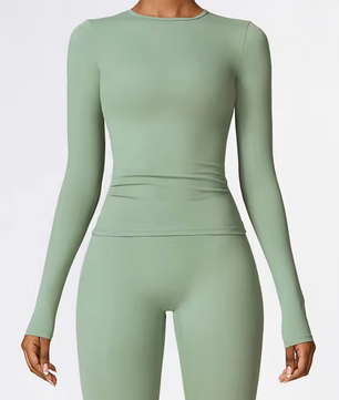Yoga Sportshirt Dames Lange Mouwen – Ademend Dry Fit Fitness Shirt met Hoge Elasticiteit