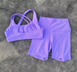Dames Sportset – High Waist Short Legging en Cross Back Sport BH, High Impact Fitness Set