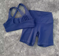 Dames Sportset – High Waist Short Legging en Cross Back Sport BH, High Impact Fitness Set