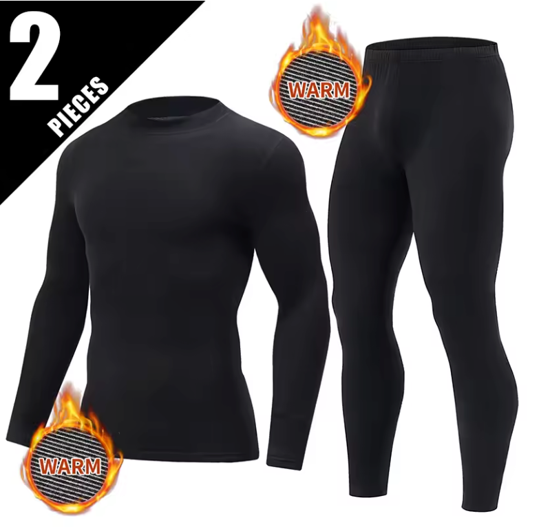 Thermisch Ondergoed Heren Set – Halfhoge Kraag, Warm en Comfortabel, 2-Delig
