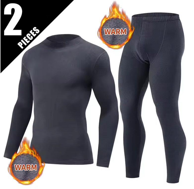 Thermisch Ondergoed Heren Set – Halfhoge Kraag, Warm en Comfortabel, 2-Delig