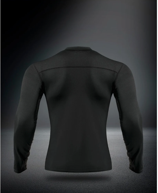 Thermisch Compressie Shirt Heren – Fleece Gevoerd, Ritskraag en Sneldrogend