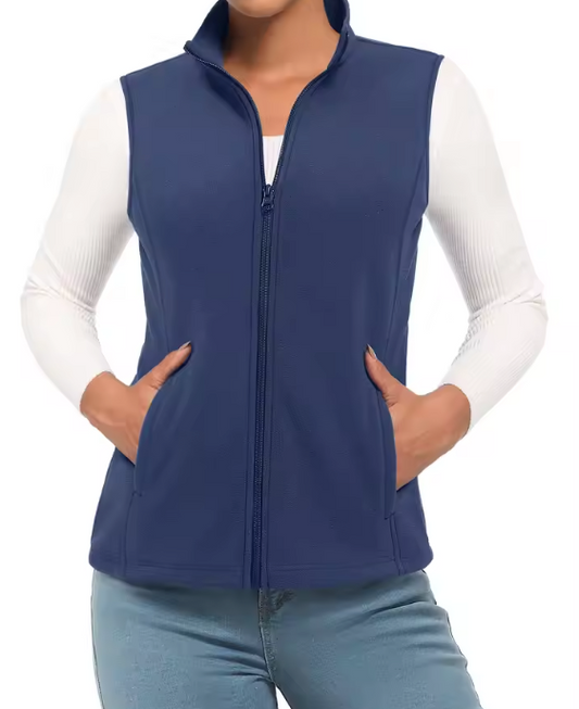 Fleece Bodywarmer Dames – Mouwloos, Warm en Lichtgewicht met Rits en 4 Zakken