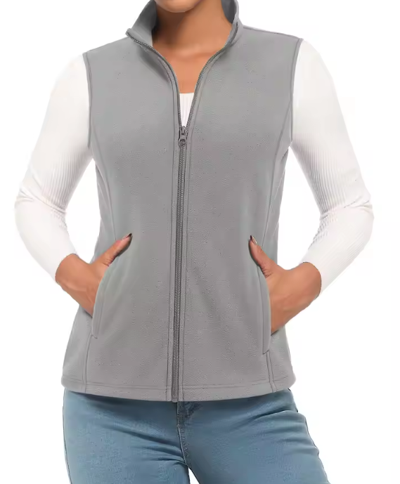 Fleece Bodywarmer Dames – Mouwloos, Warm en Lichtgewicht met Rits en 4 Zakken