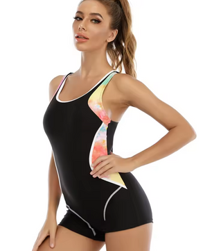Sport Badpak Dames – Patchwork One Piece Zwempak Plus Size en Comfortabel