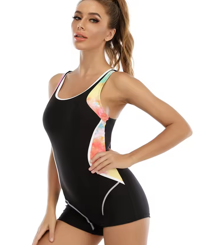 Sport Badpak Dames – Patchwork One Piece Zwempak Plus Size en Comfortabel