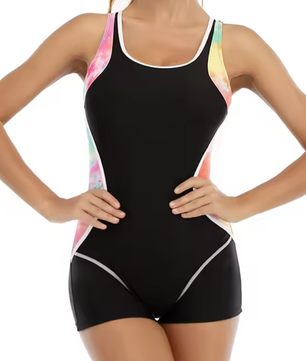 Sport Badpak Dames – Patchwork One Piece Zwempak Plus Size en Comfortabel