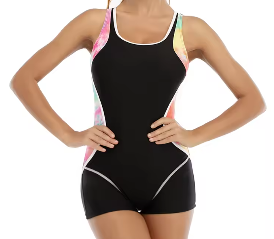 Sport Badpak Dames – Patchwork One Piece Zwempak Plus Size en Comfortabel