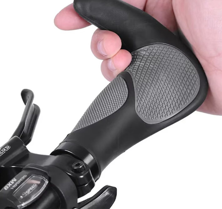 Ergonomische Fietshandvatten met Verlengde Steun – Antislip Rubber MTB Grips met Lock-On Systeem