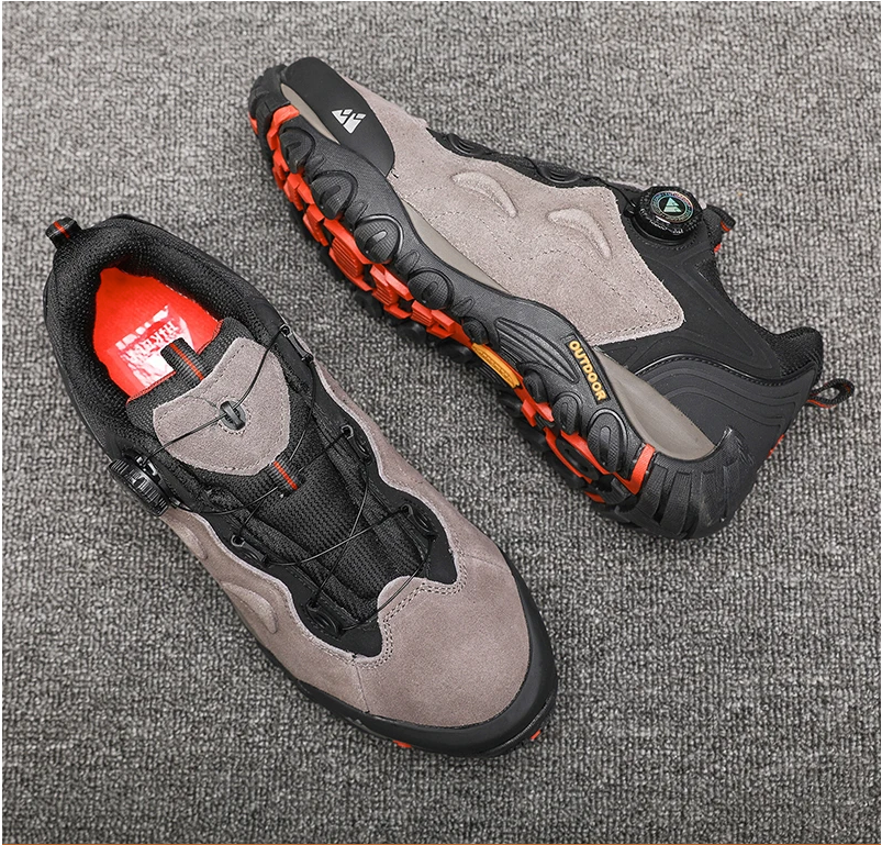 Heren Hiking Sneakers – Leer, Antislip en Comfort, Outdoor en Trekking