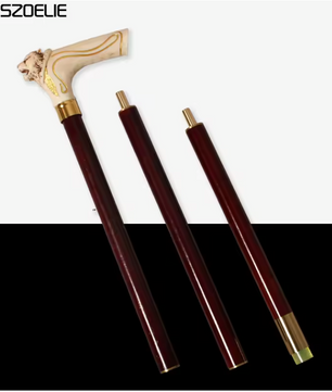Wandelstok met Tijgerkop – Houten Handvat en Decoratief Design, 93 cm