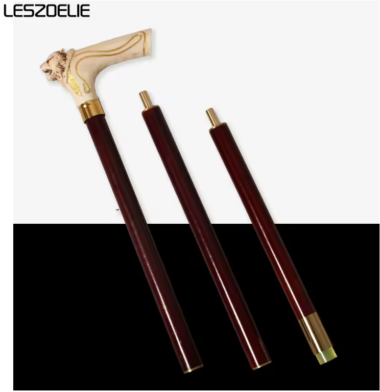 Wandelstok met Tijgerkop – Houten Handvat en Decoratief Design, 93 cm