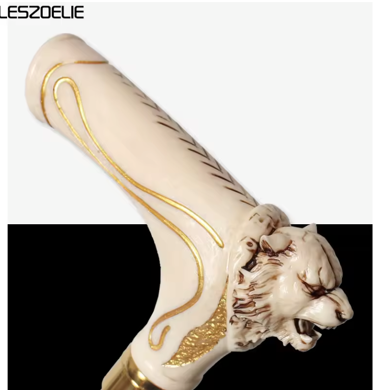 Wandelstok met Tijgerkop – Houten Handvat en Decoratief Design, 93 cm